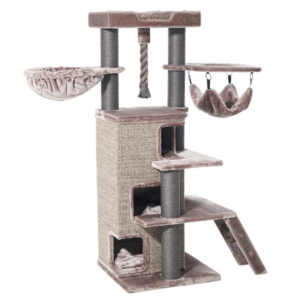 Kratzbaum Raya [161 cm] von Nobby - cappuccino-braun - Kratztonne in Leinenoptik